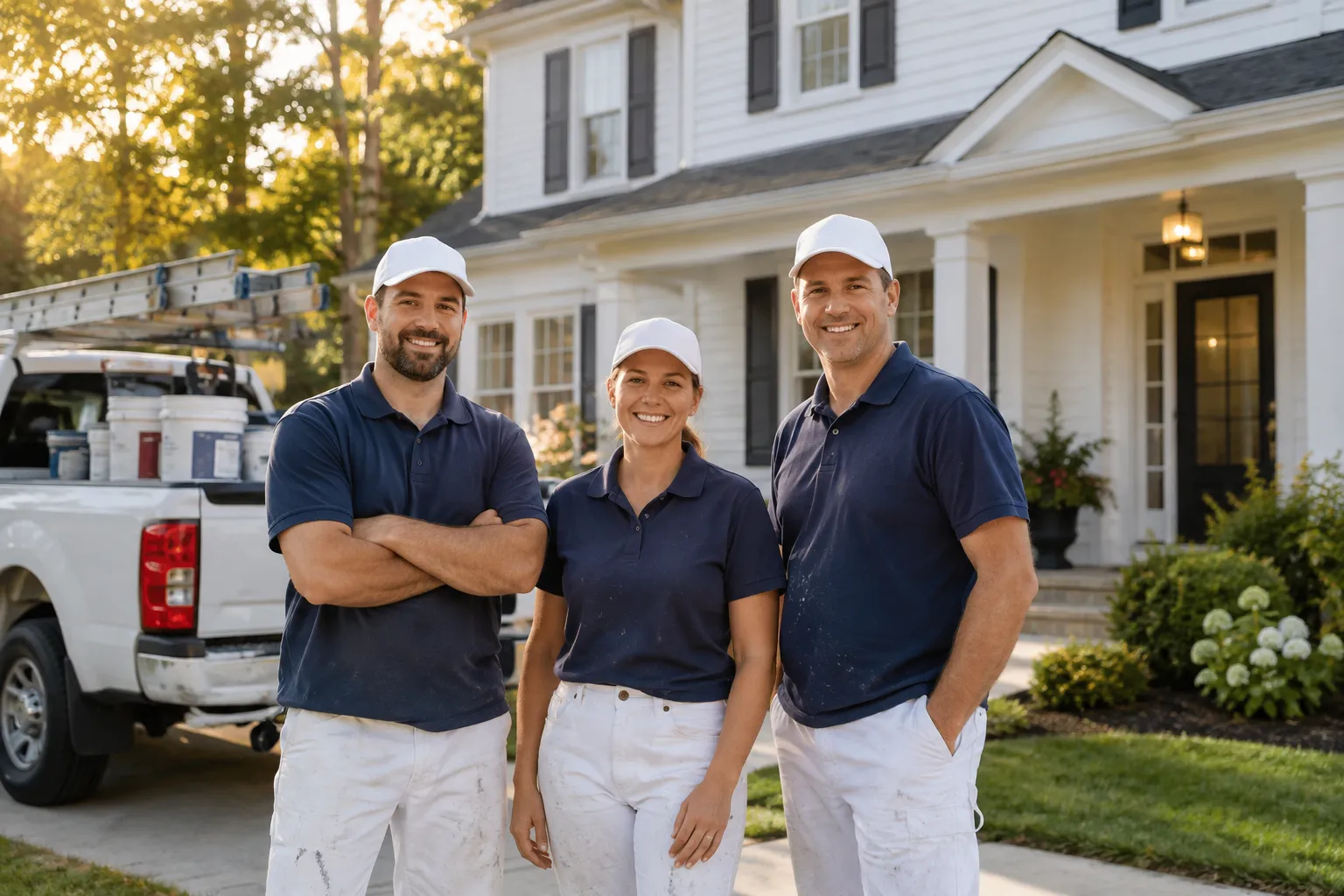 Eastern Iowa Painting crew in front of a freshly painted home near Hiawatha, IA